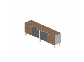 DADO Греденция L200, стекло + дерево_DADO wooden+glass do..._стекло бел/орех